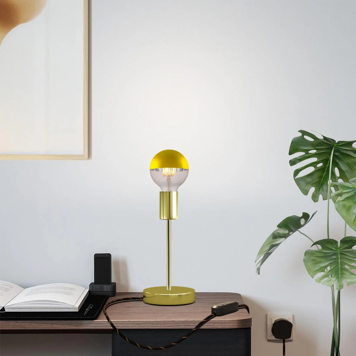 Alzaluce Half Cup table lamp in metal with UK plug - Brass - Image 6