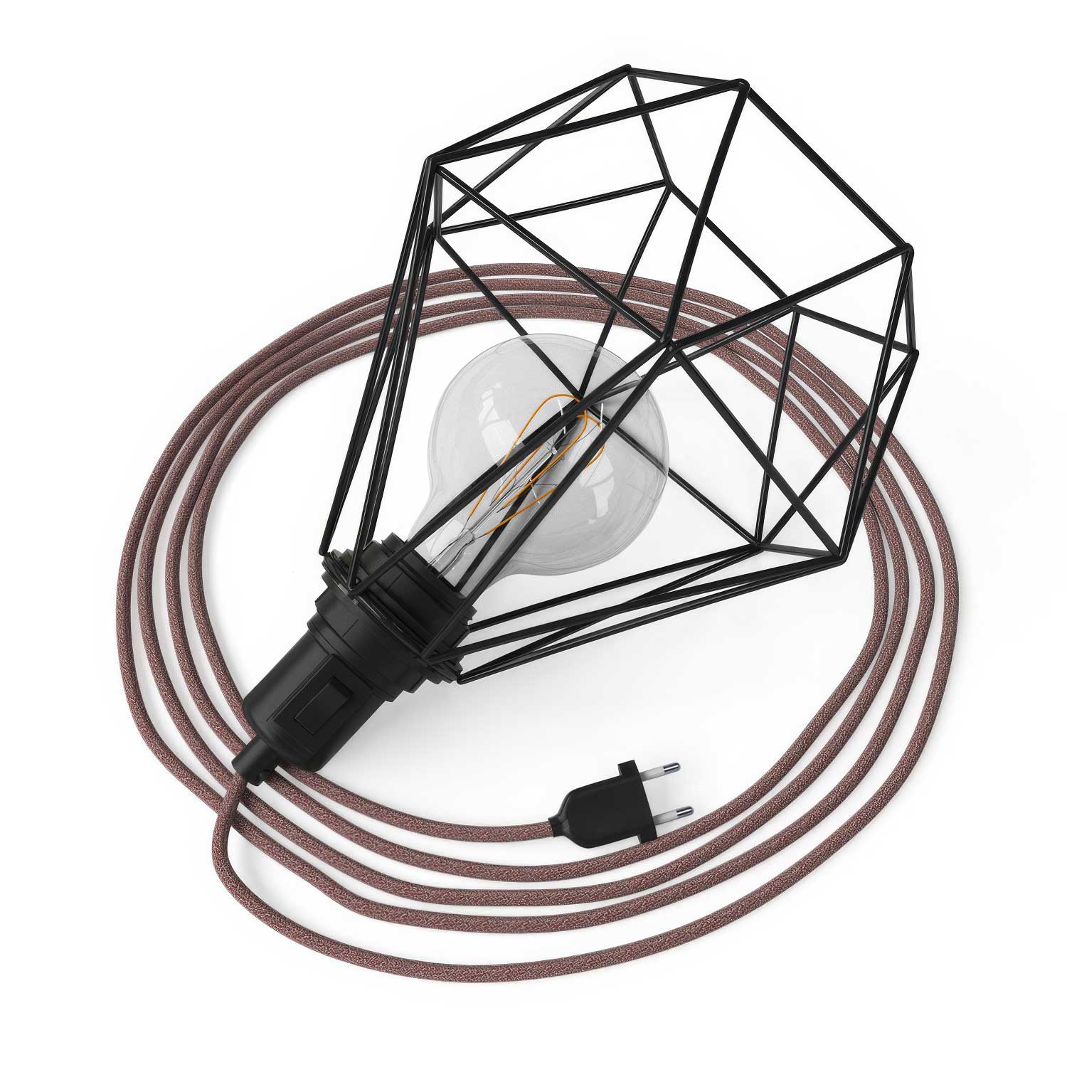 Table Snake - Plug-in lamp with Diamond cage lampshade - Black