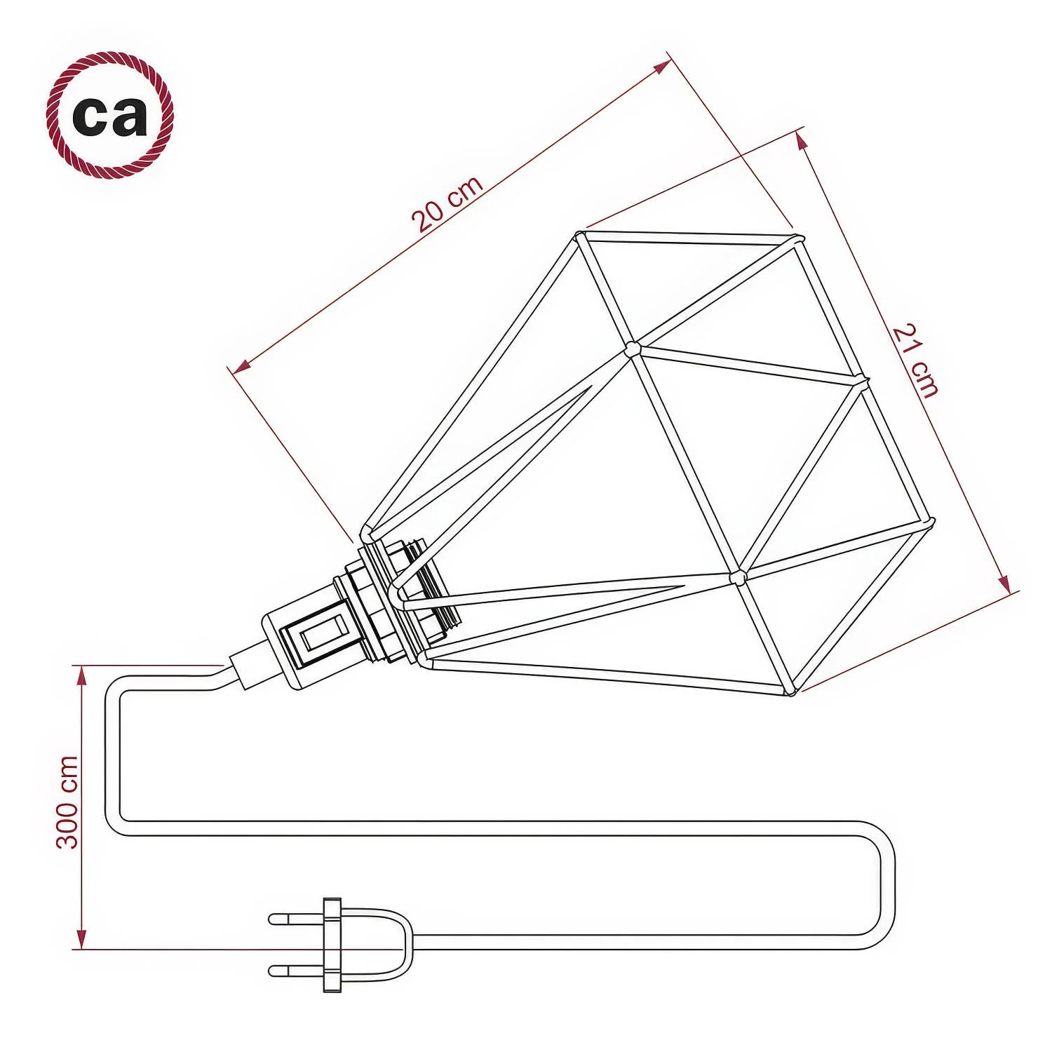 Table Snake - Plug-in lamp with Diamond cage lampshade - Copper - Image 4