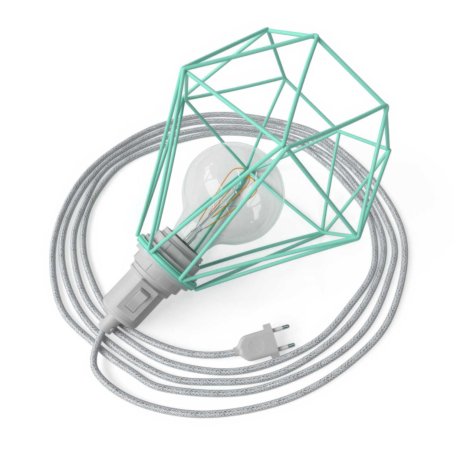 Table Snake - Plug-in lamp with Diamond cage lampshade - Turquoise