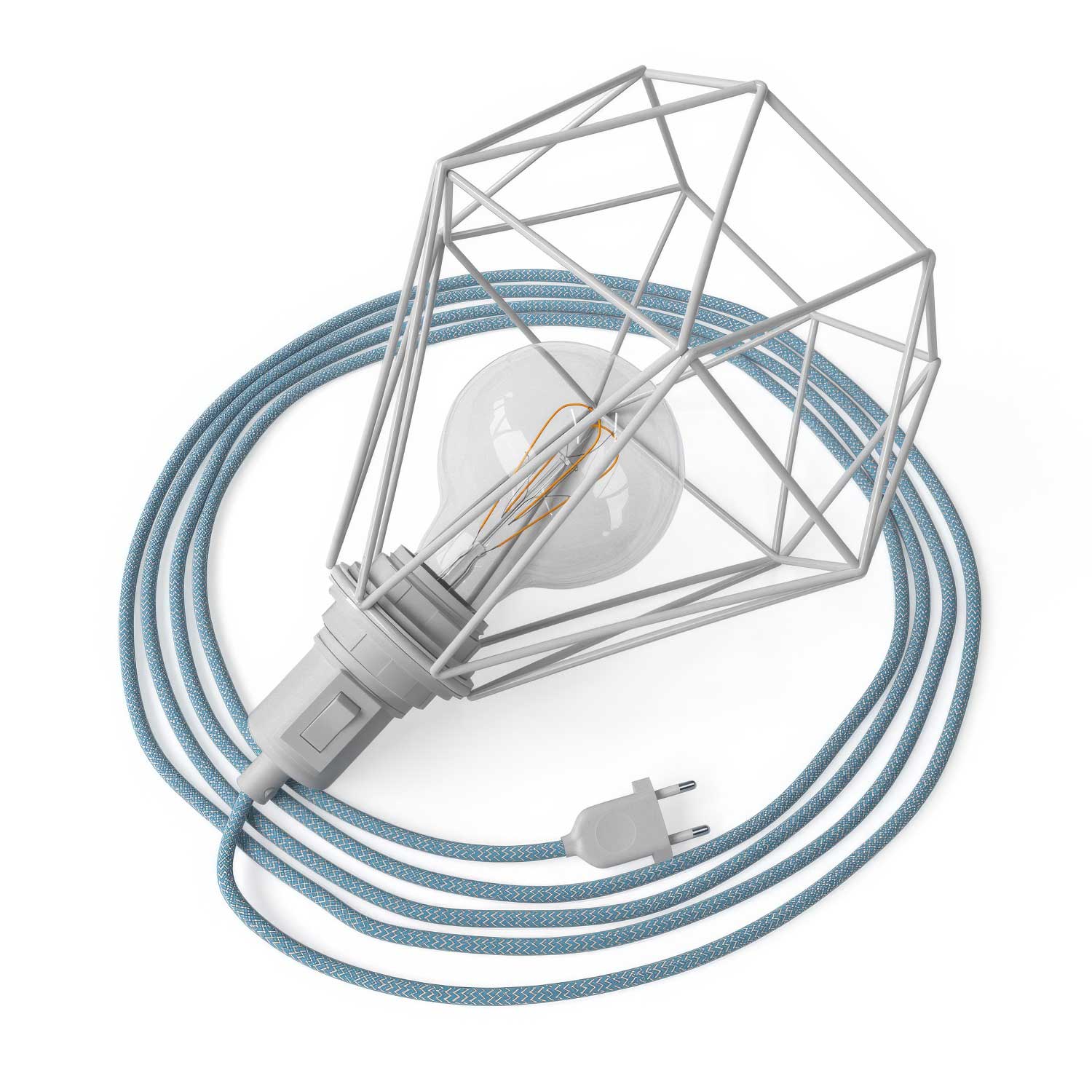 Table Snake - Plug-in lamp with Diamond cage lampshade - White