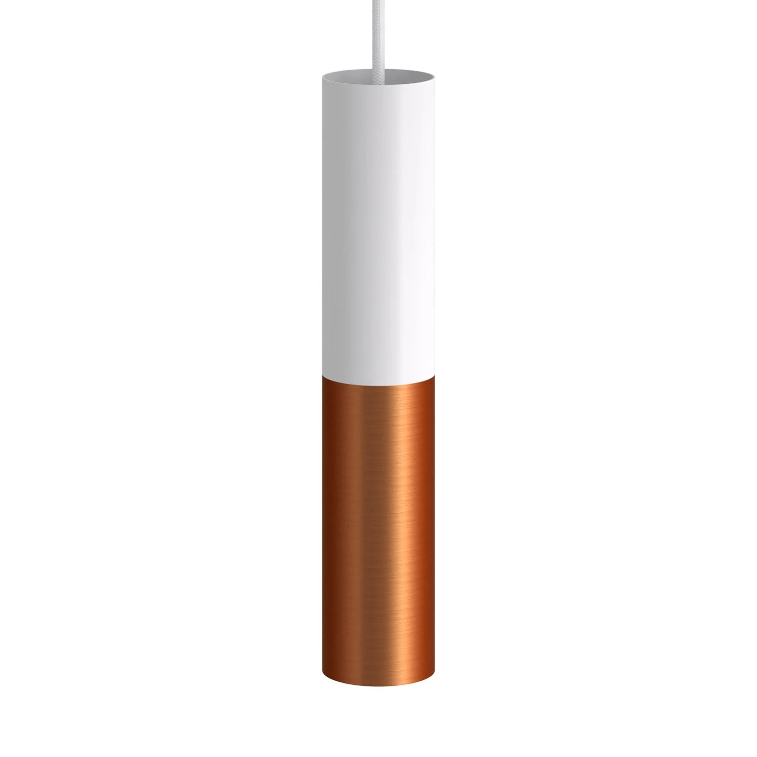 Tub-E14, double metal tube for spotlight with double-ring E14 socket - Matte White and Satin Copper