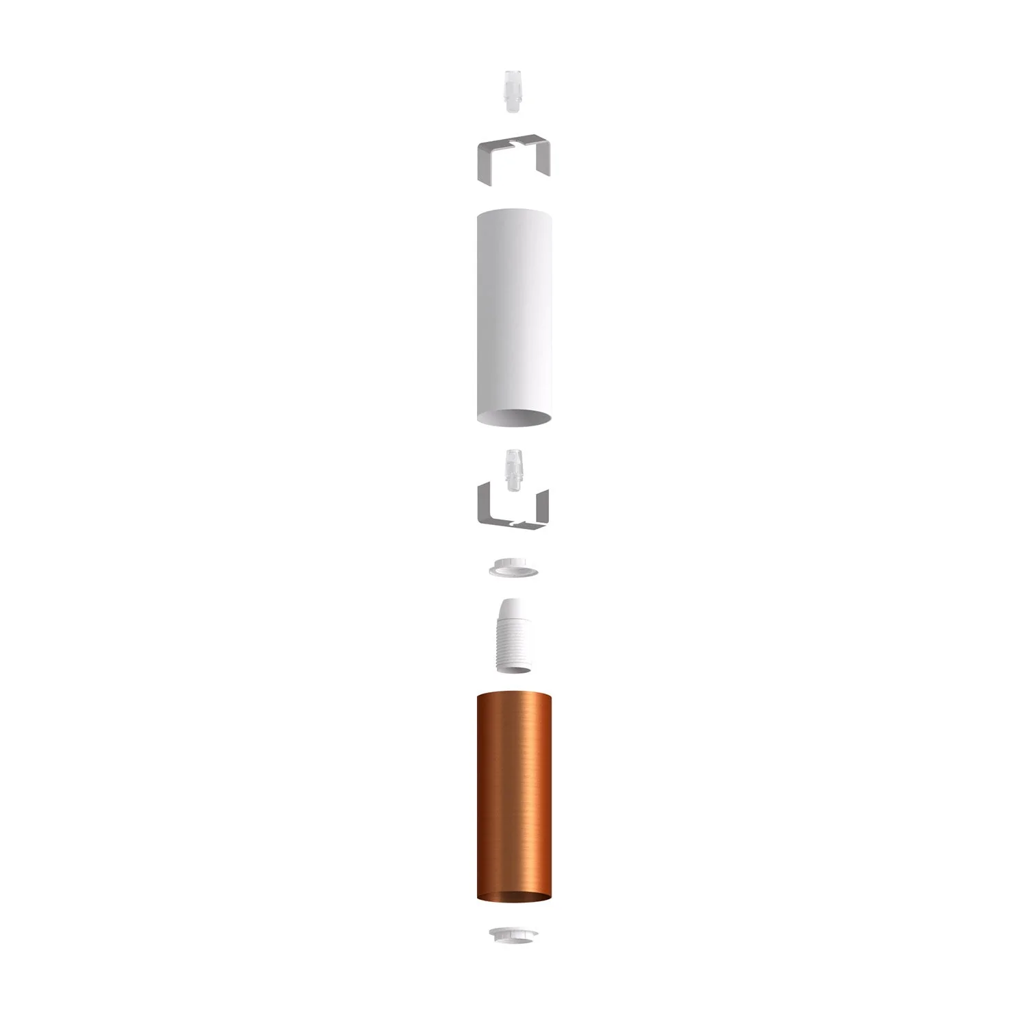 Tub-E14, double metal tube for spotlight with double-ring E14 socket - Matte White and Satin Copper - Image 2