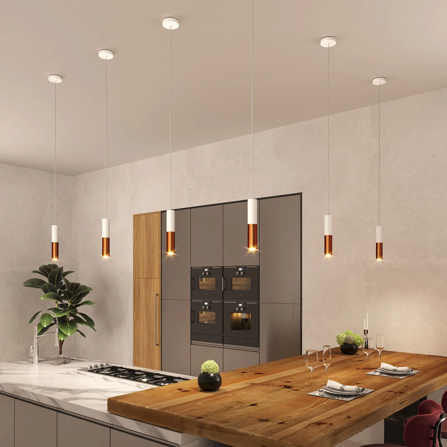 Tub-E14, double metal tube for spotlight with double-ring E14 socket - Matte White and Satin Copper - Image 4