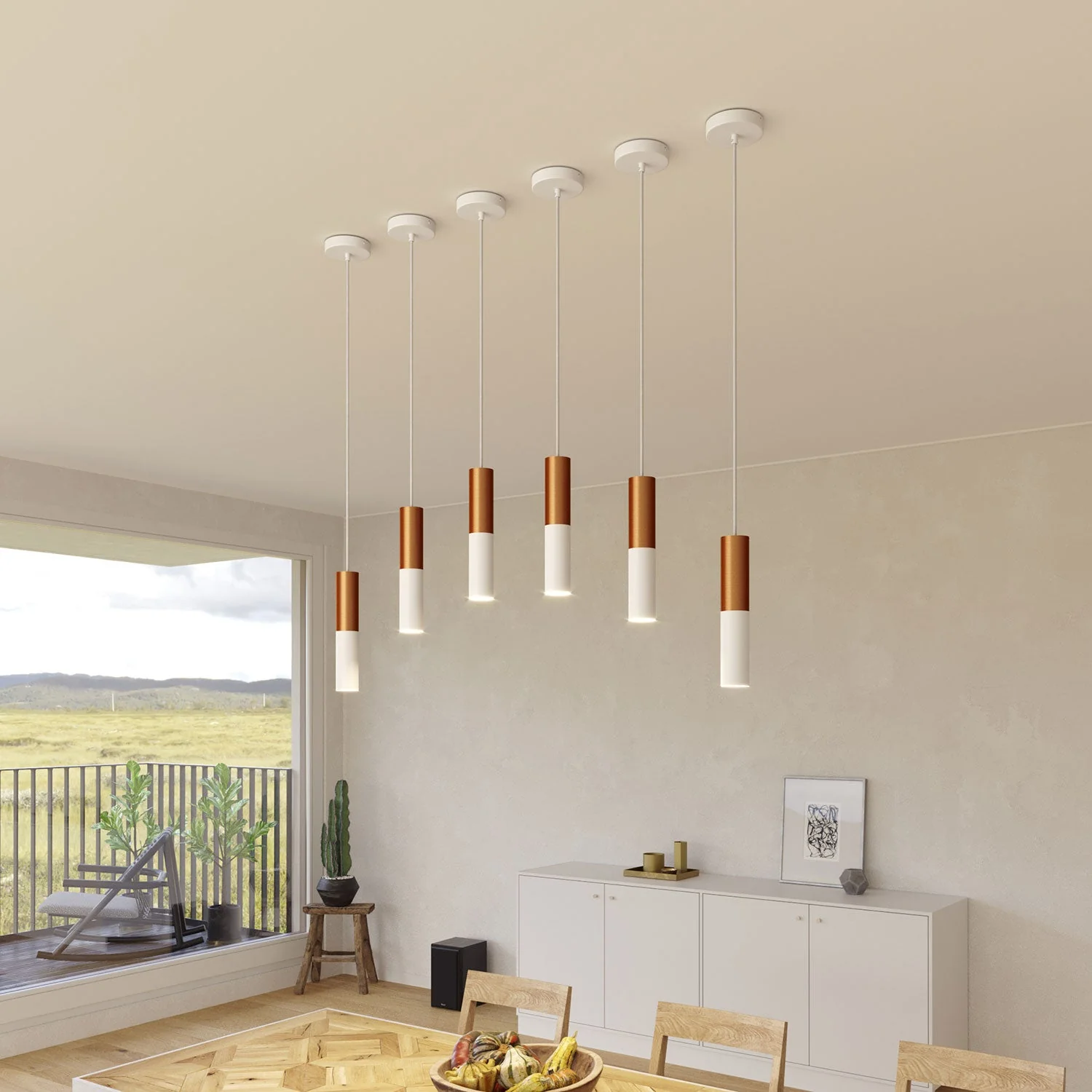 Tub-E14, double metal tube for spotlight with double-ring E14 socket - Matte White and Satin Copper - Image 5