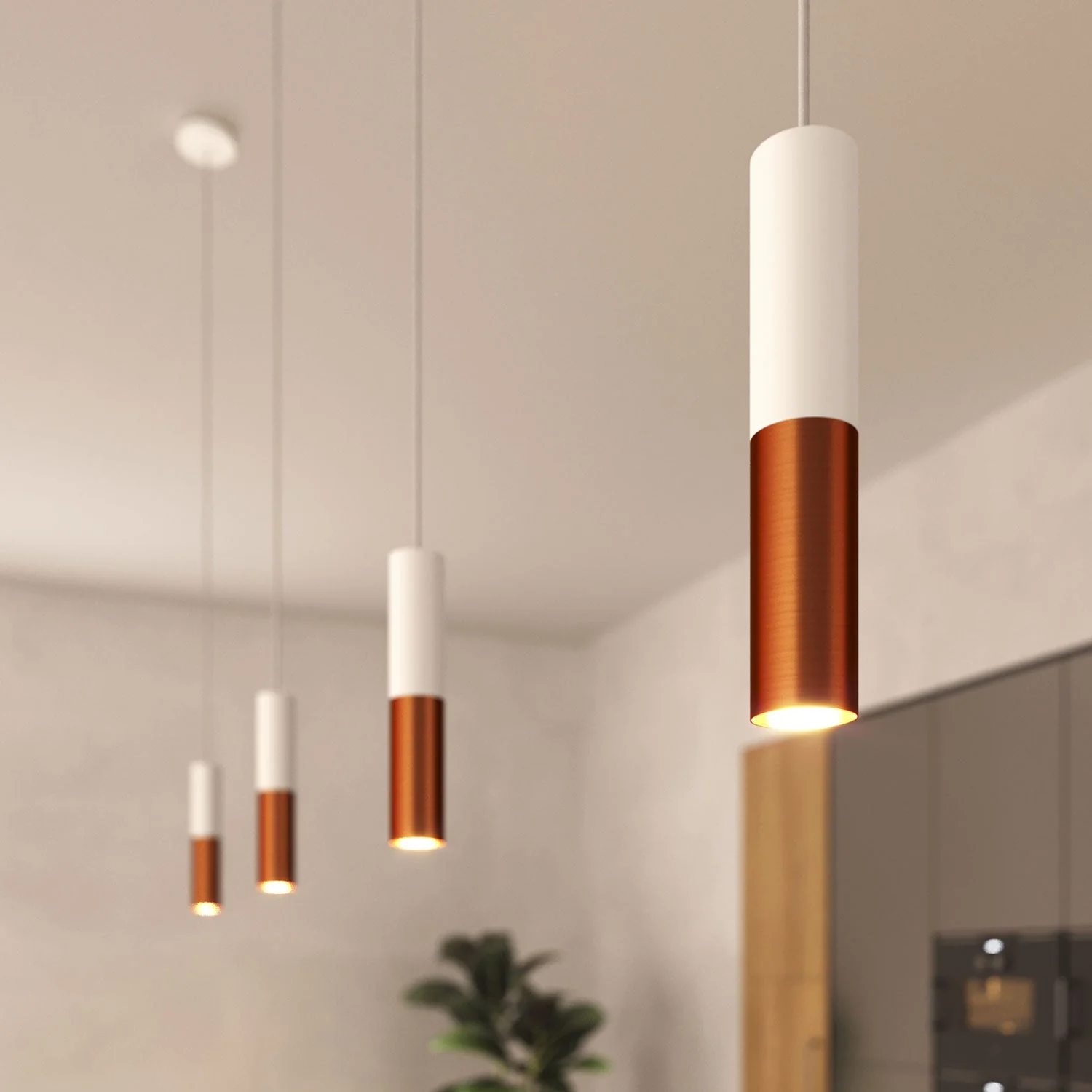 Tub-E14, double metal tube for spotlight with double-ring E14 socket - Matte White and Satin Copper - Image 6