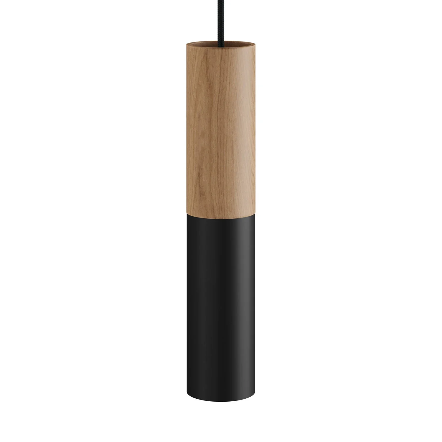 Tub-E14, wood and metal tube for spotlight with E14 socket double ring - Neutral and Black