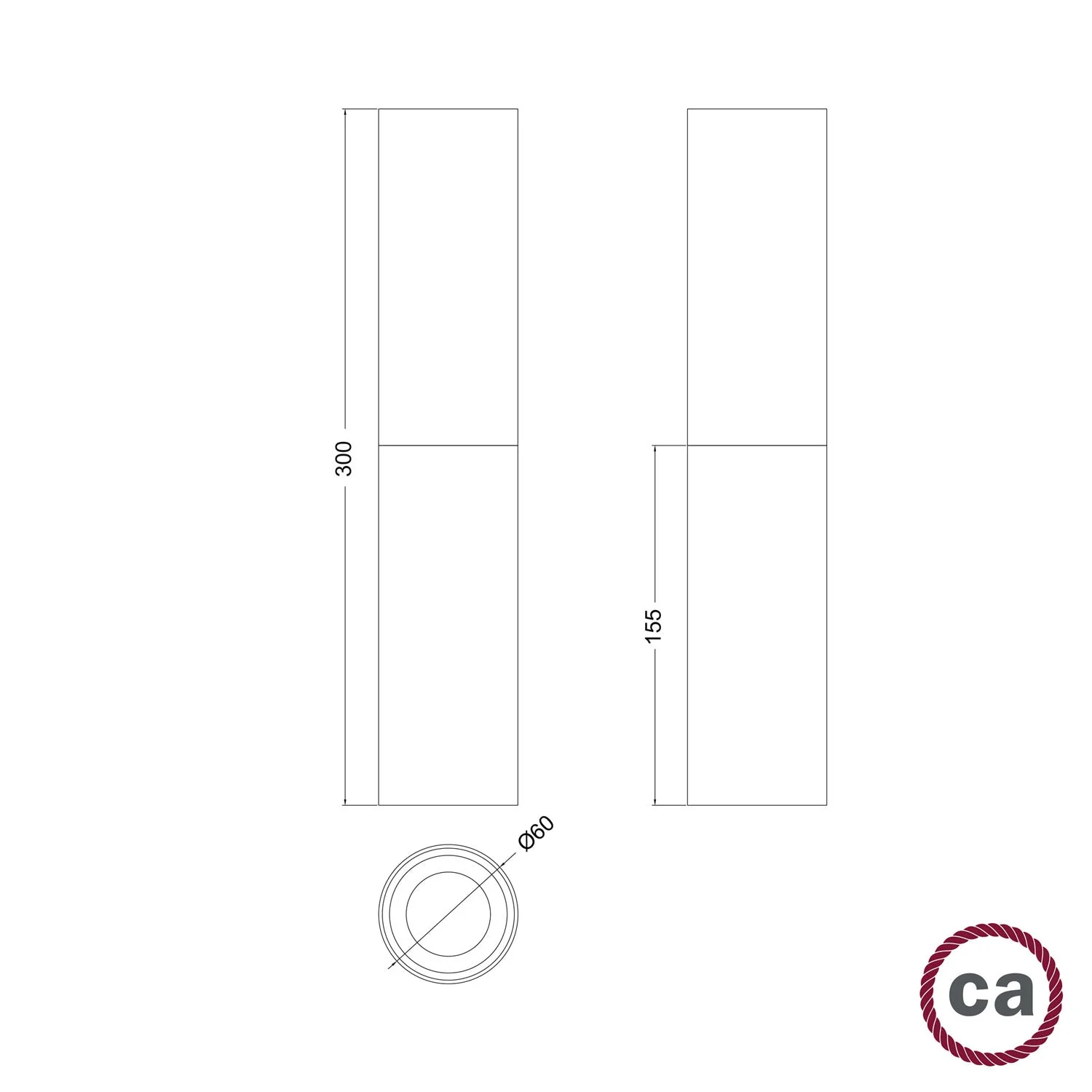 Tub-E14, wood and metal tube for spotlight with E14 socket double ring - Neutral and Black - Image 6