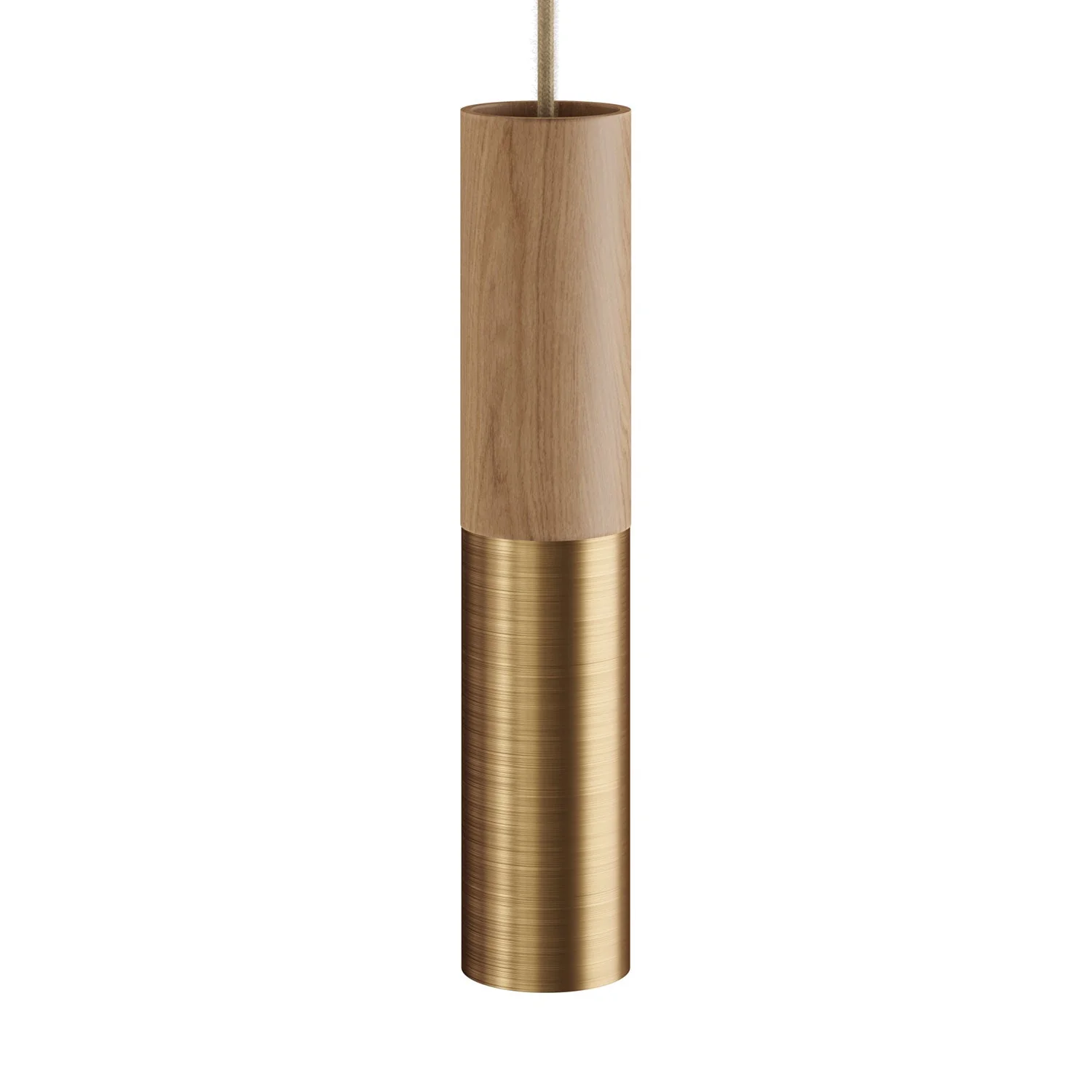Tub-E14, wood and metal tube for spotlight with double-ring E14 socket - Neutral and Satin Bronze