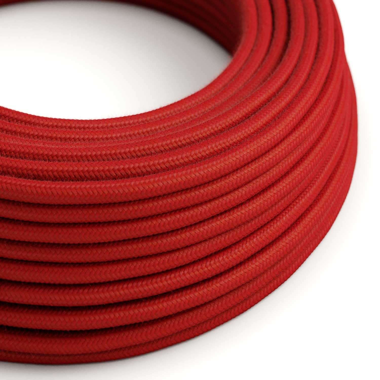 Ultra Soft electrical cord in silicone covered with Fire Red cotton - RC35 round 2x0.75 mm