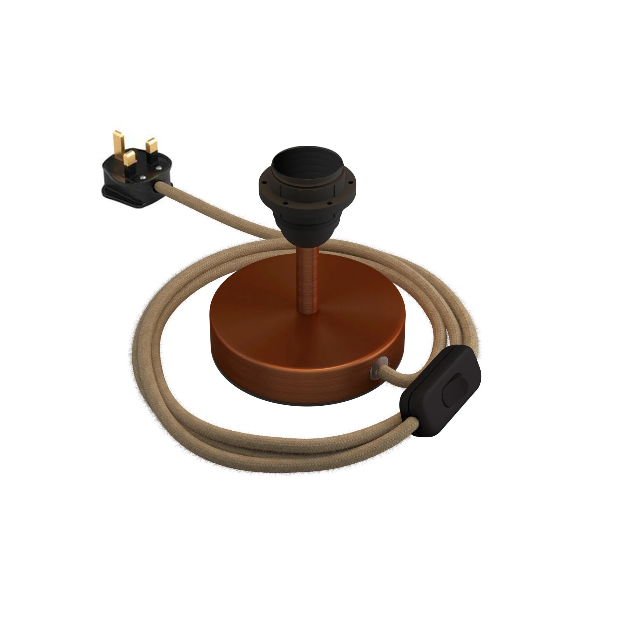 Lamp raiser for lampshade - Table lamp in metal and UK plug - Satin copper