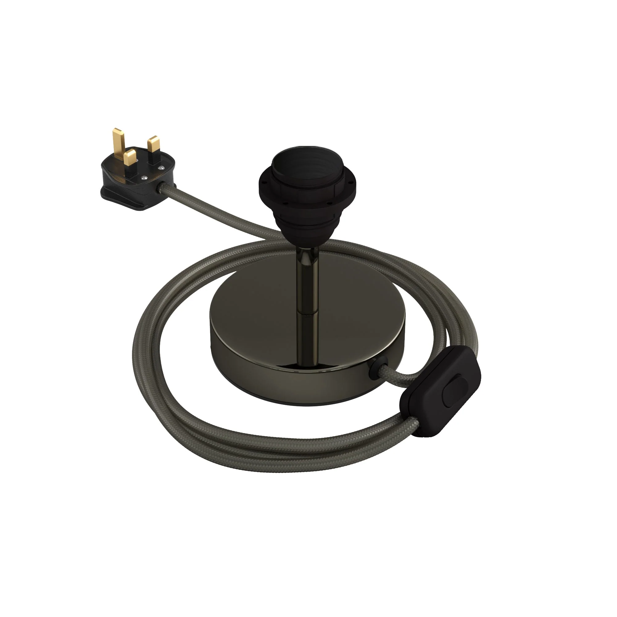Alzaluce for lampshade - Table lamp in metal and UK plug - Black pearl