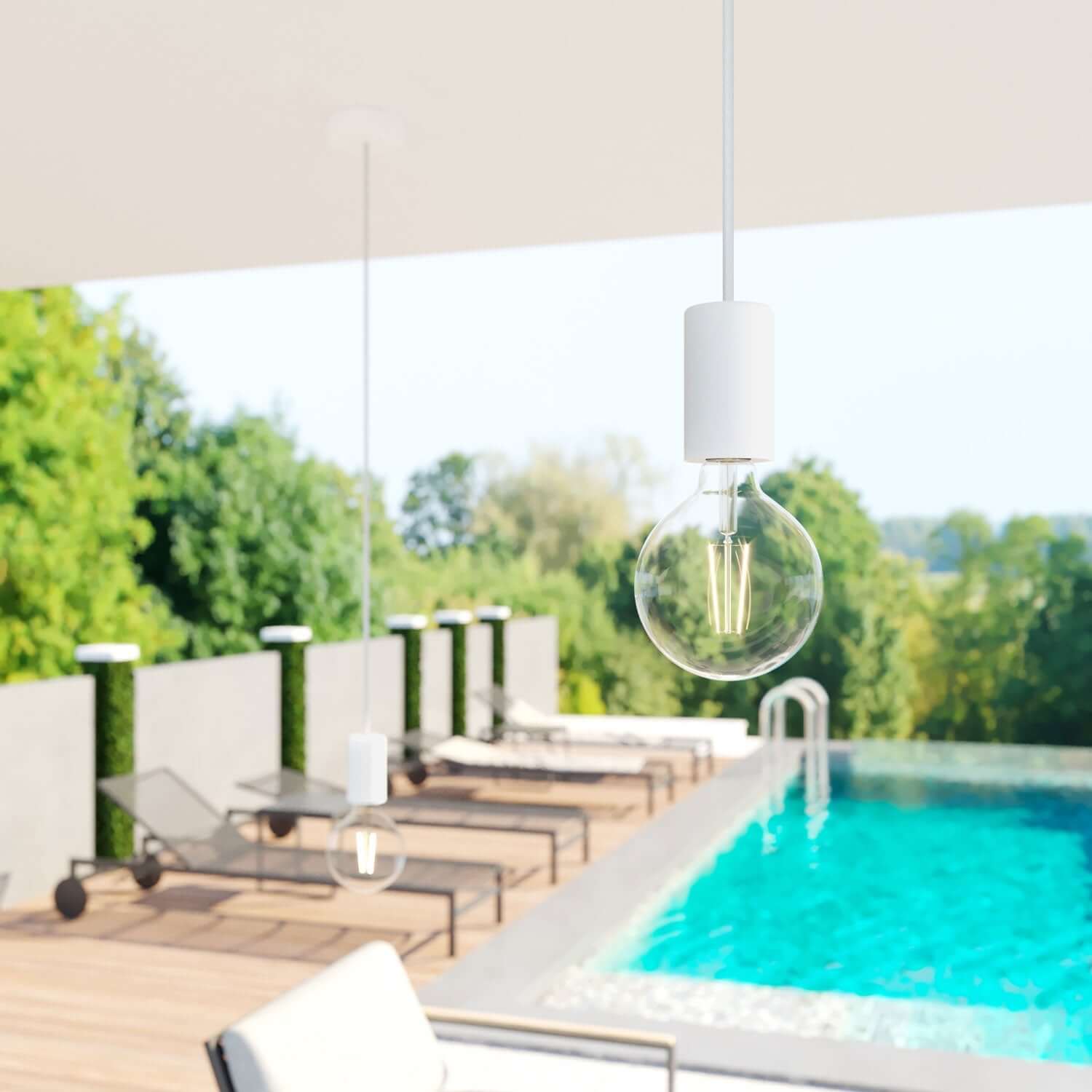 UV resistant round outdoor electrical cord with White SM01 fabric covering - compatible with Eiva Outdoor IP65 - Image 3