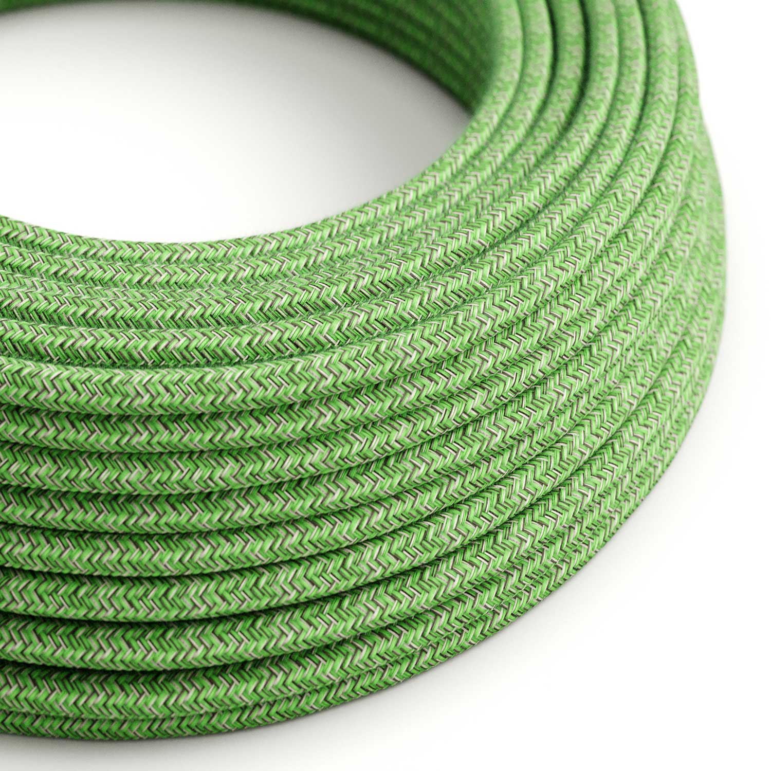 UV-resistant round electric cable with Green Pixel Bronte SX08 cotton covering for outdoor use - Compatible with Eiva Outdoor