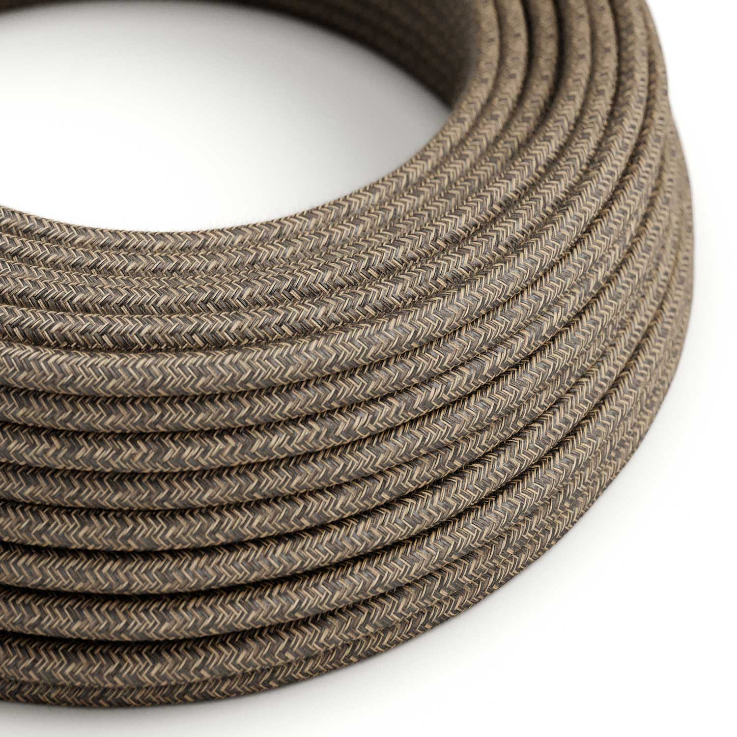 UV-resistant round electric cable with natural Brown SN04 linen lining for outdoor use - Compatible with Eiva Outdoor