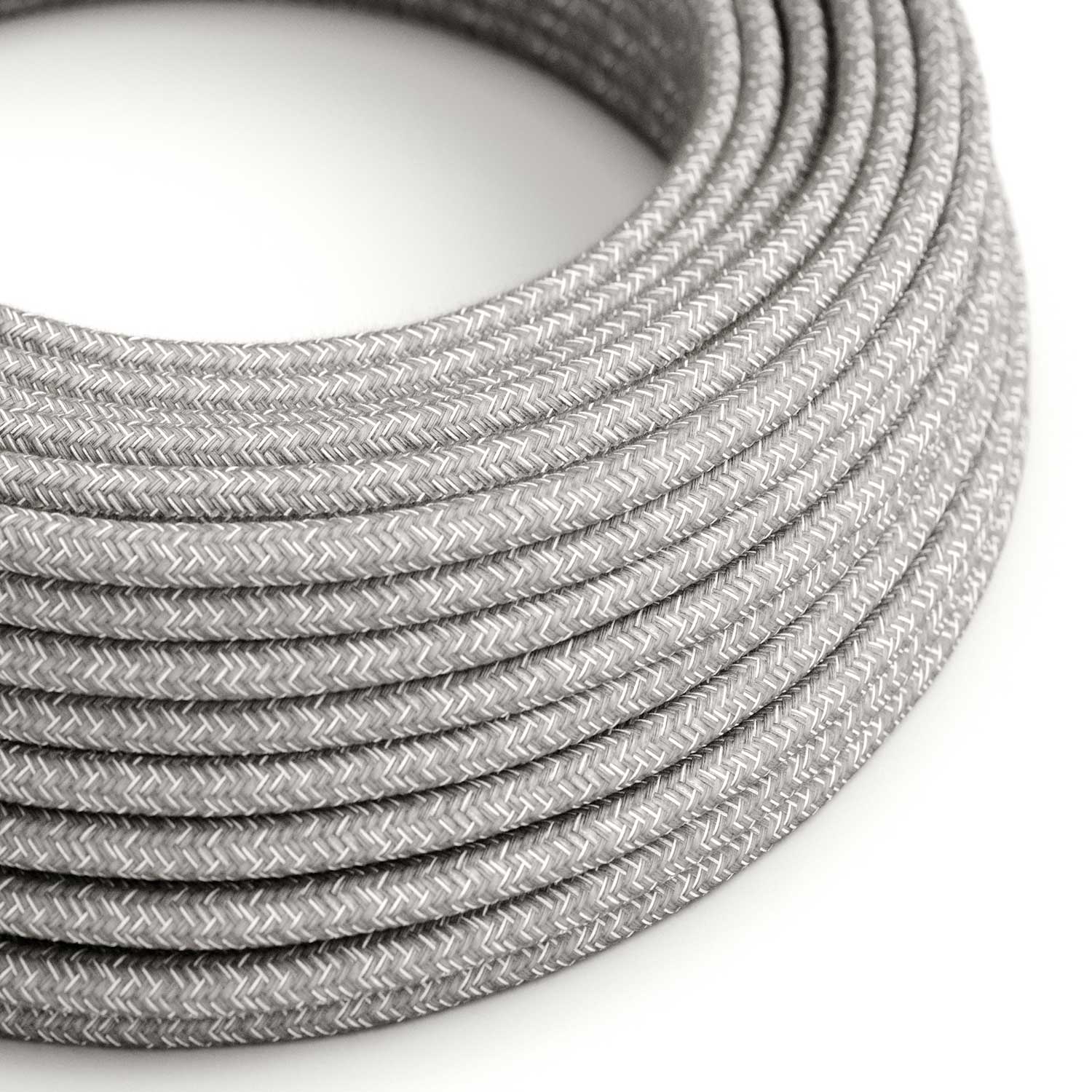 UV-resistant round electric cable with natural Grey SN02 linen lining for outdoor use - Compatible with Eiva Outdoor