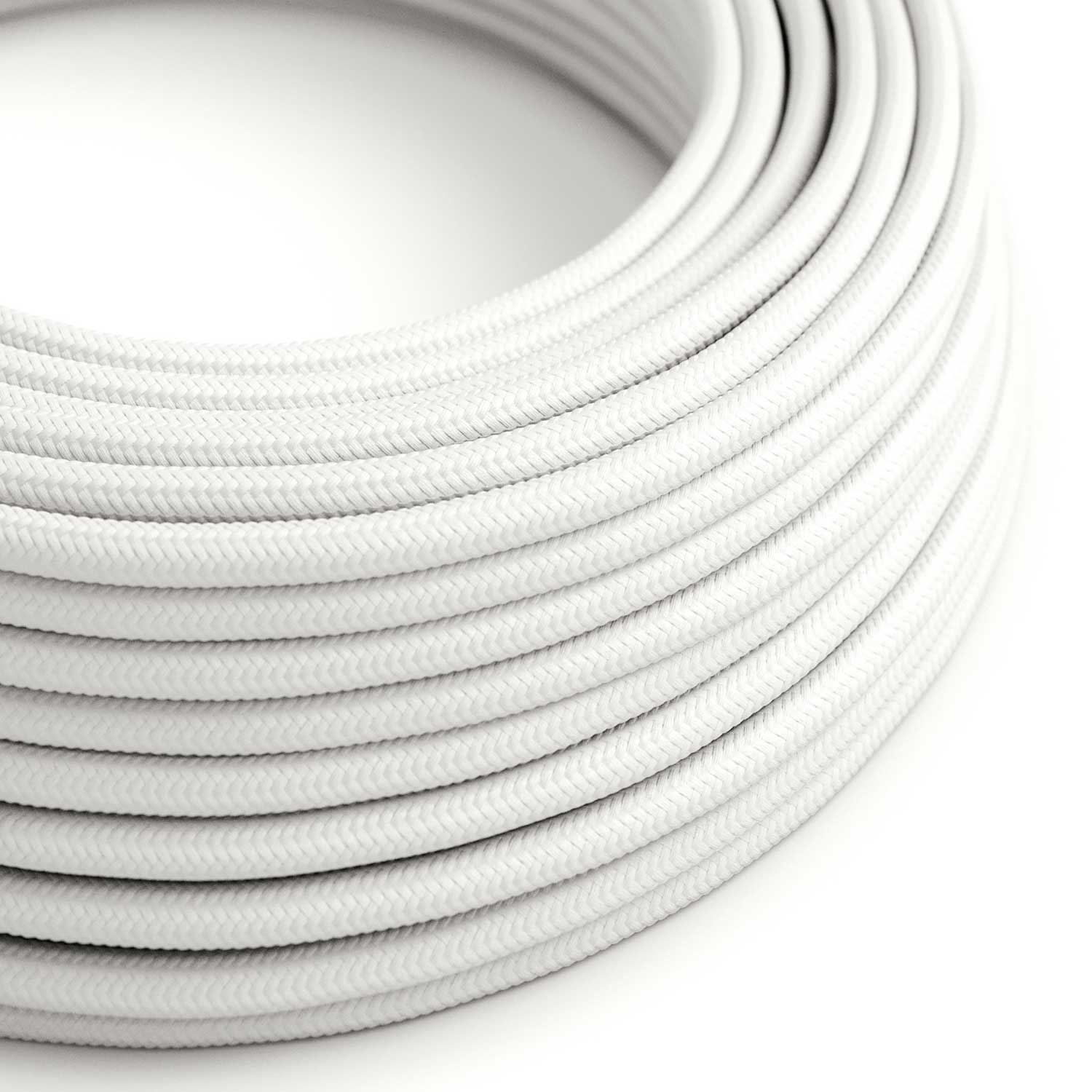 UV-resistant round electric cable with White SM01 fabric covering for outdoor use - Compatible with Eiva Outdoor