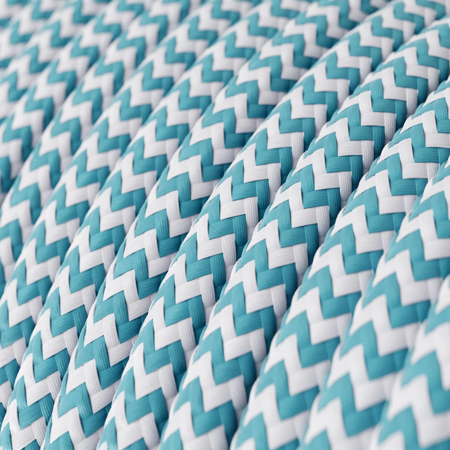 UV-resistant round electric cable with Turquoise Zig-Zag SZ11 fabric lining for outdoor use - Compatible with Eiva Outdoor - Image 2