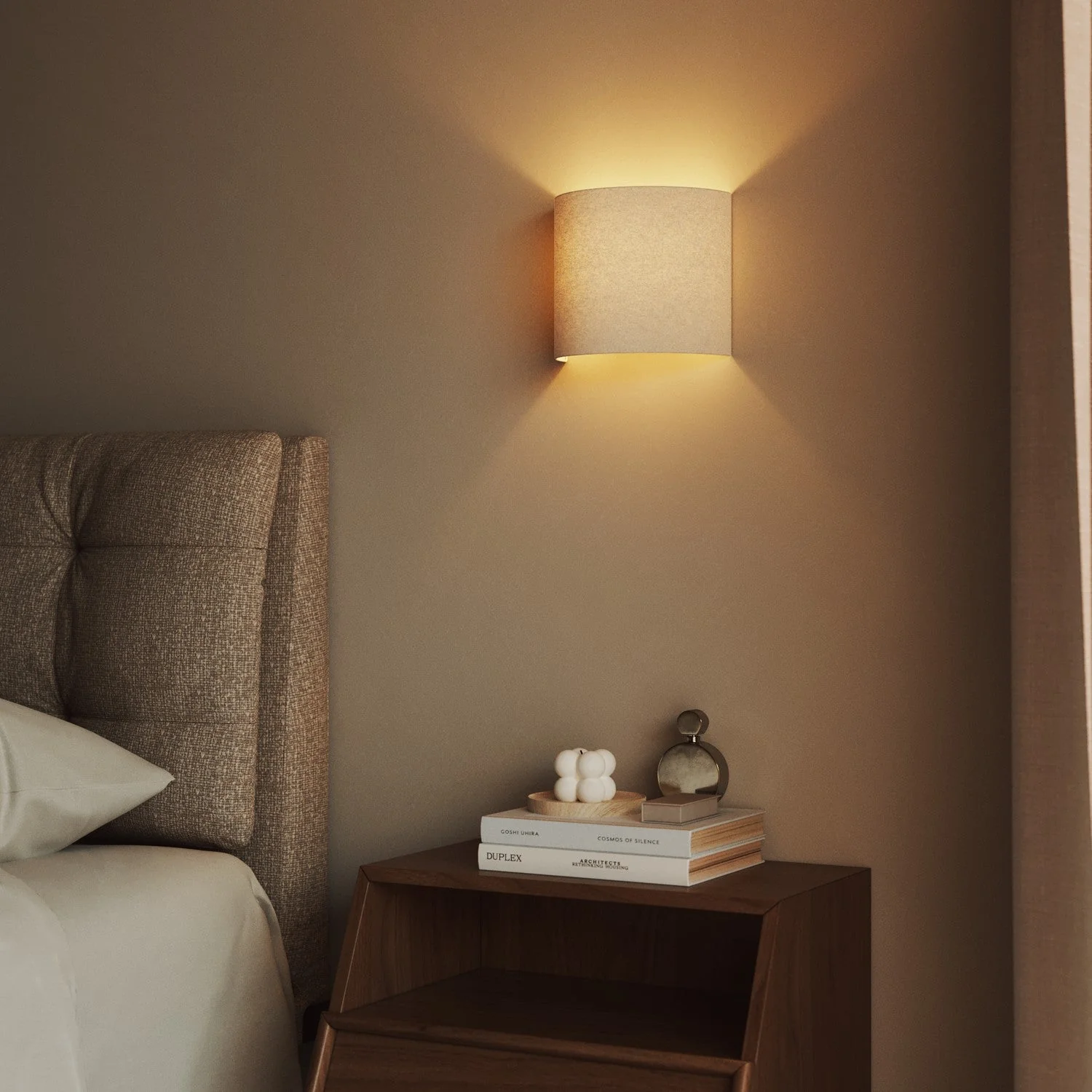 Ventola Wall Light with fabric lampshade - Made in Italy - Sand Wool - Image 2