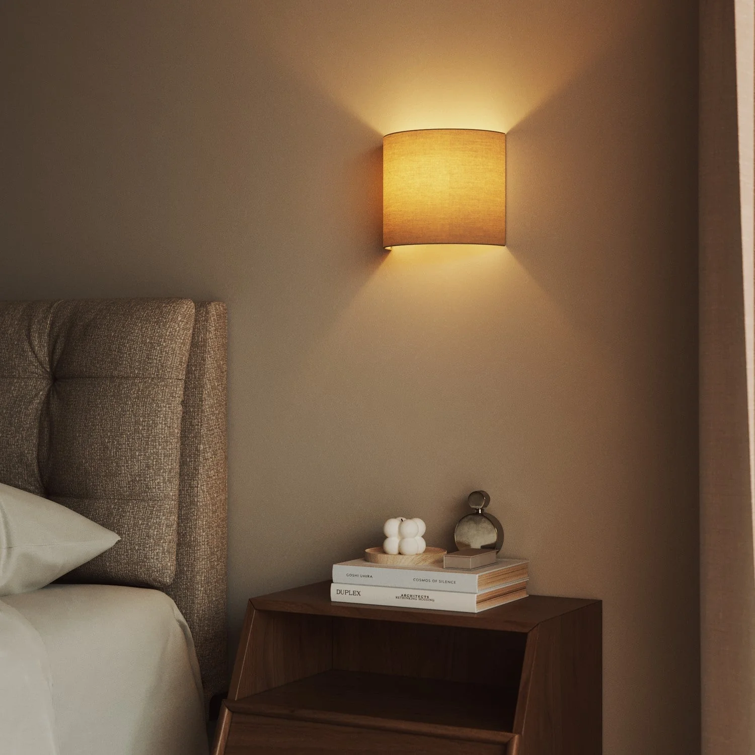 Ventola wall sconce with Arenal taupe fabric lampshade - Made in Italy - Image 2