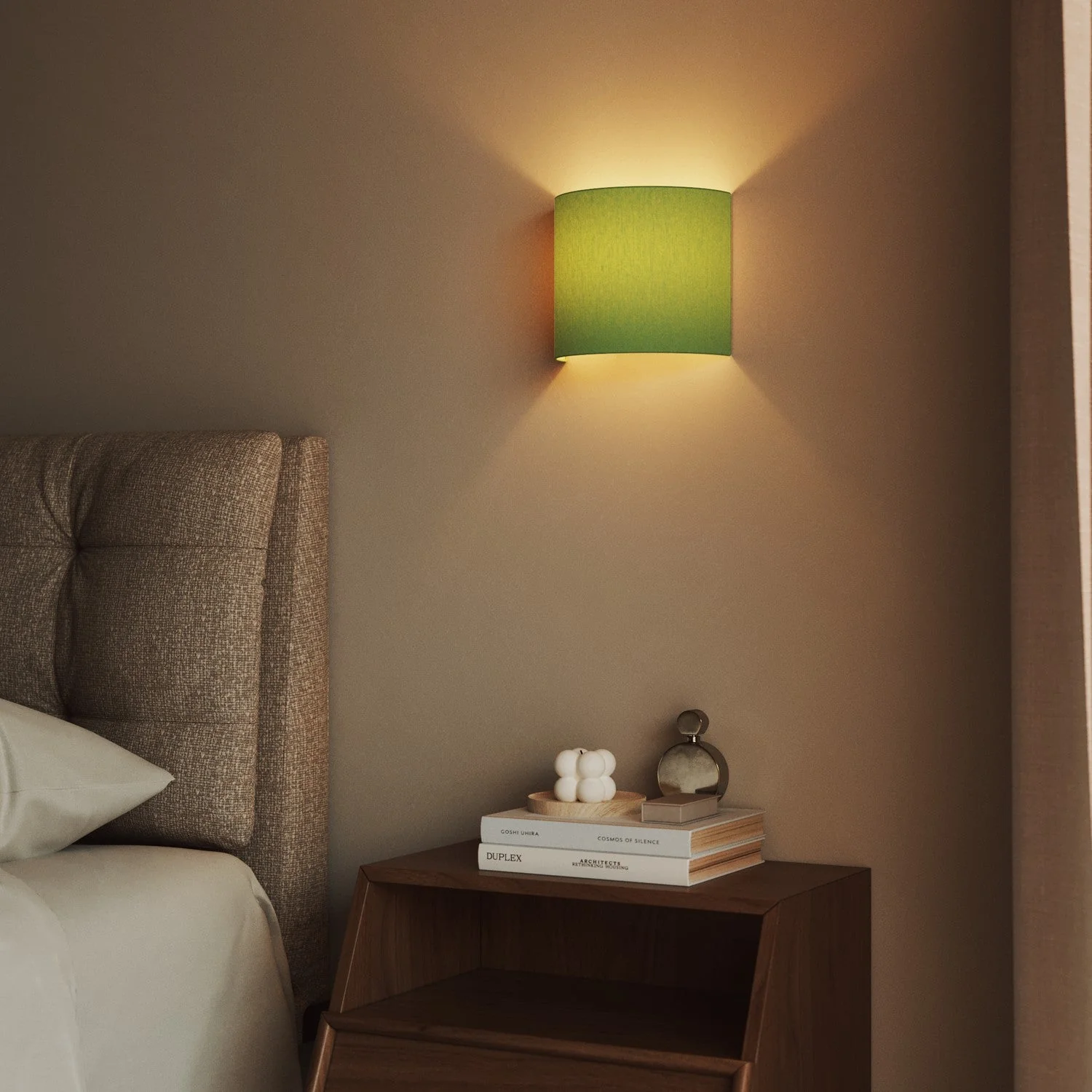 Ventola wall lamp with Cinette pistachio green fabric lampshade - Made in Italy - Image 2