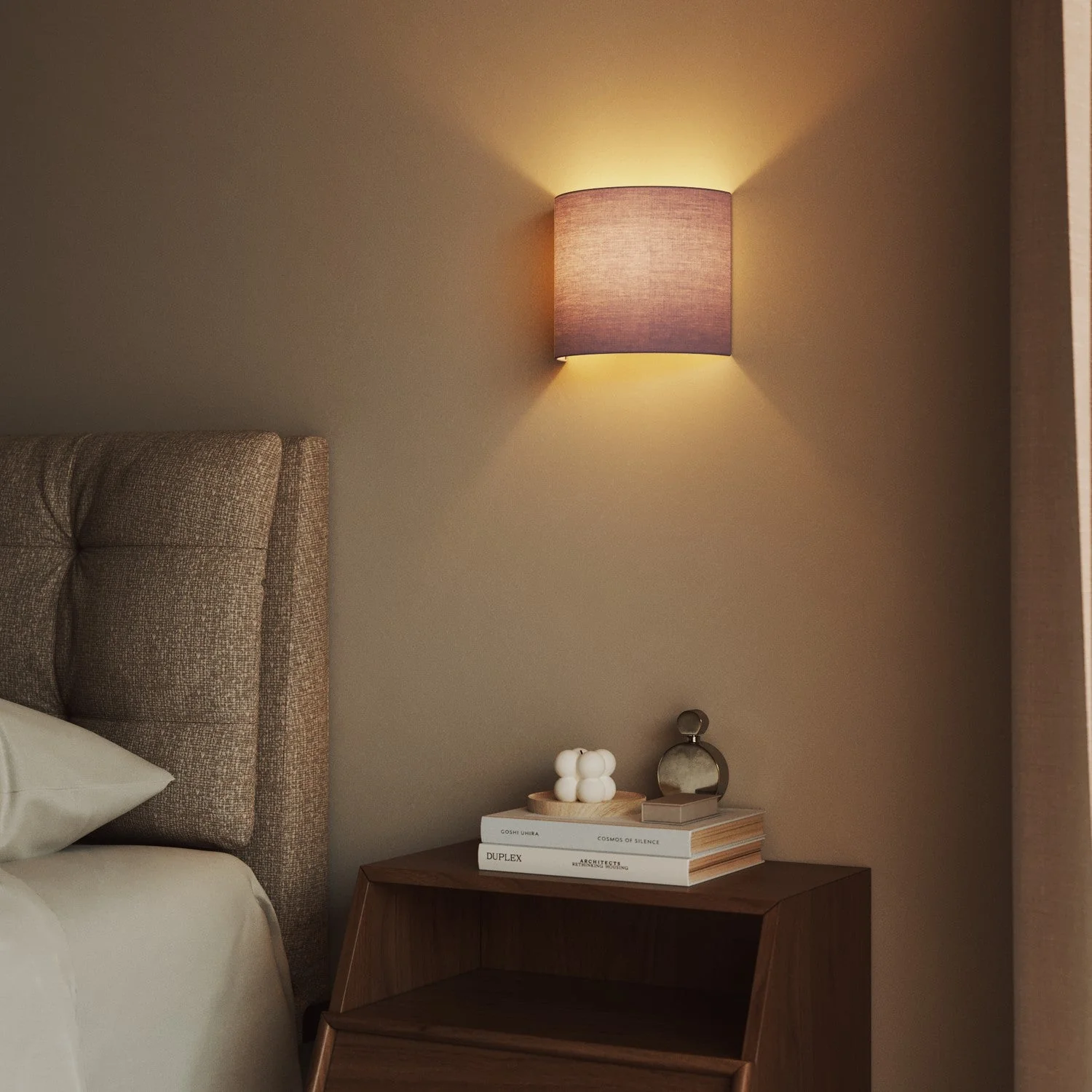 Ventola wall light with Teletta lilac fabric lampshade - Made in Italy - Image 2