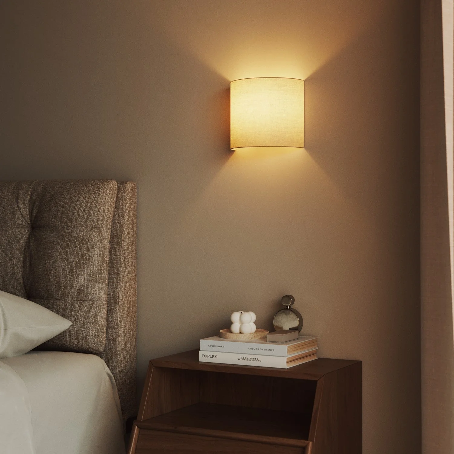 Ventola wall light with Arenal sand fabric lampshade - Made in Italy - Image 2