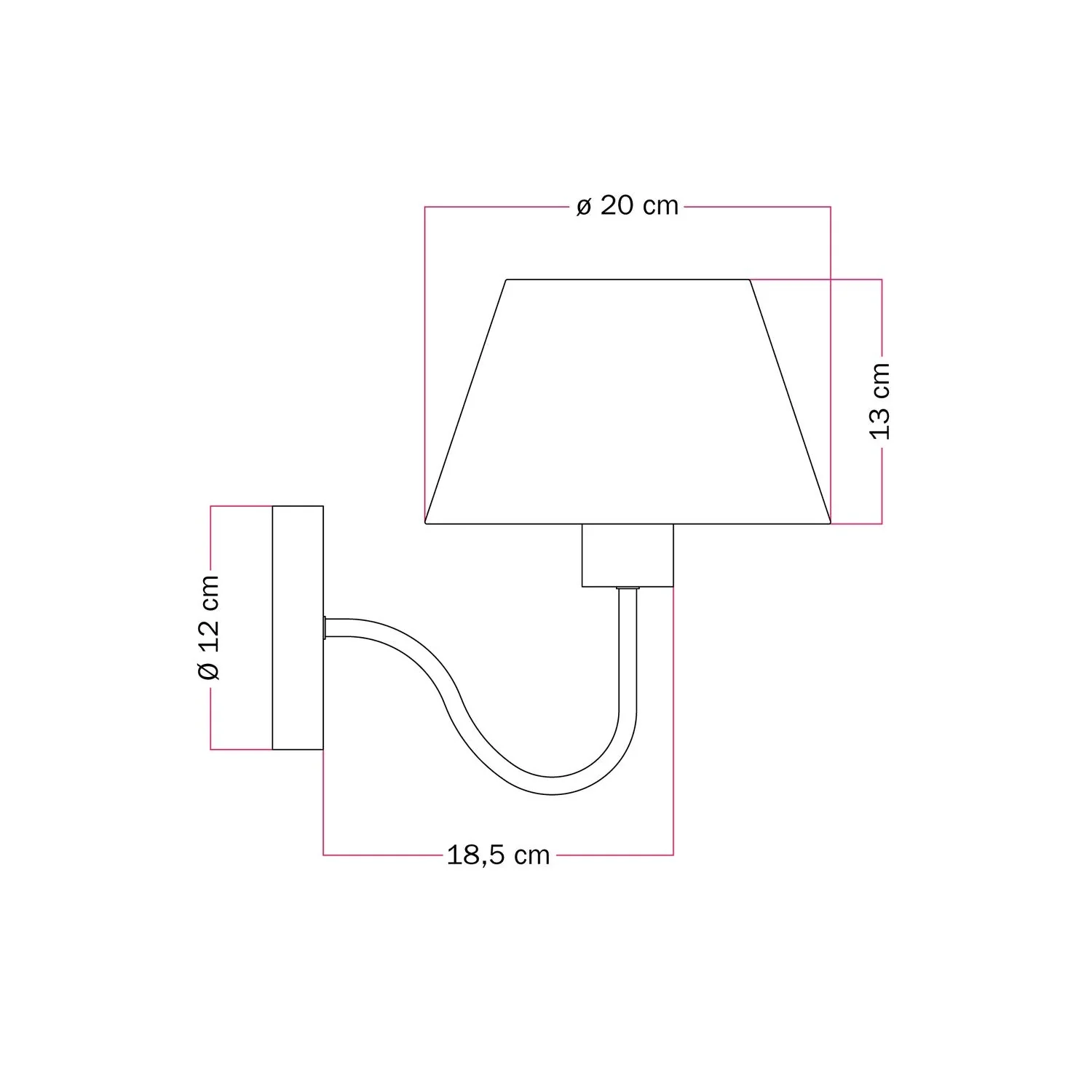 Fermaluce wall lamp with S-shaped extension and Impero lampshade - Black and Gold - Image 6