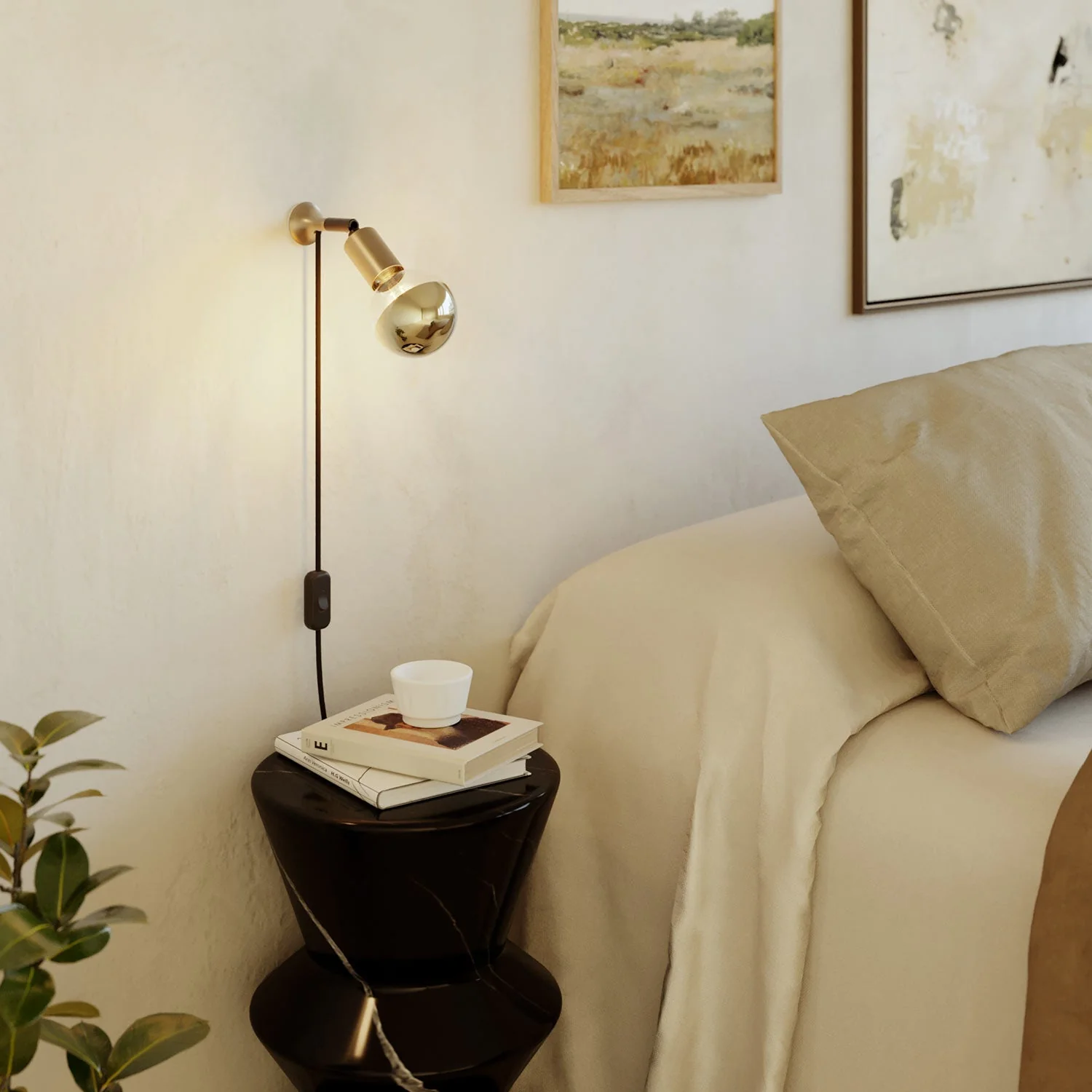 MAG-Y wall lamp with joint and half-sphere light bulb - Satin bronze - Image 2