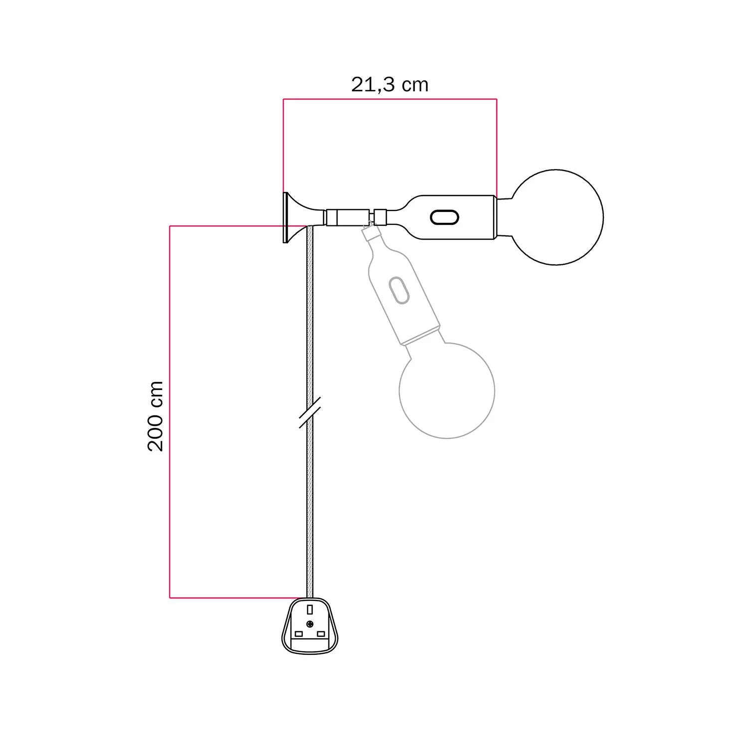 MAG-Y wall lamp with joint, silicone socket with switch and UK plug - Petrol - Image 4