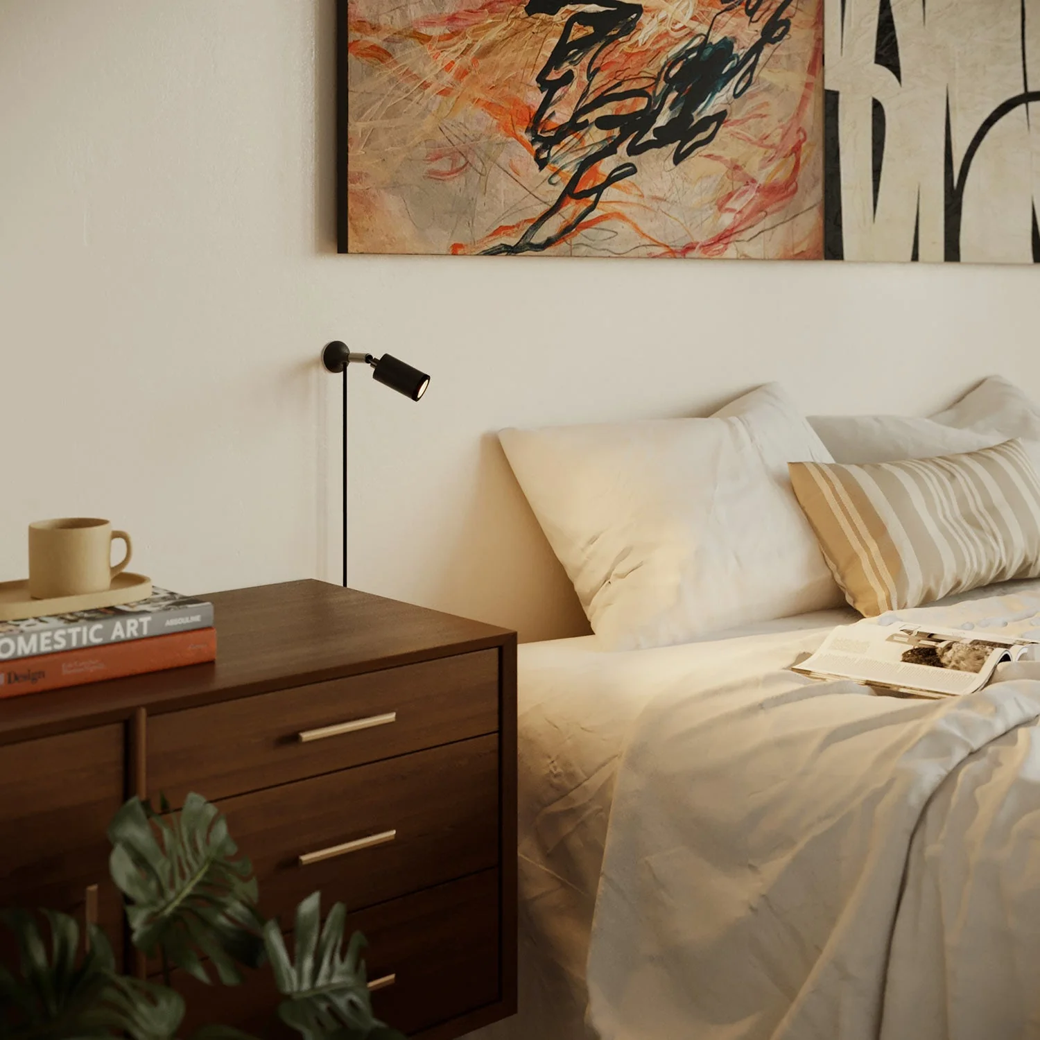MAG-Y wall lamp with joint, spot light, and UK plug - Black - Image 3
