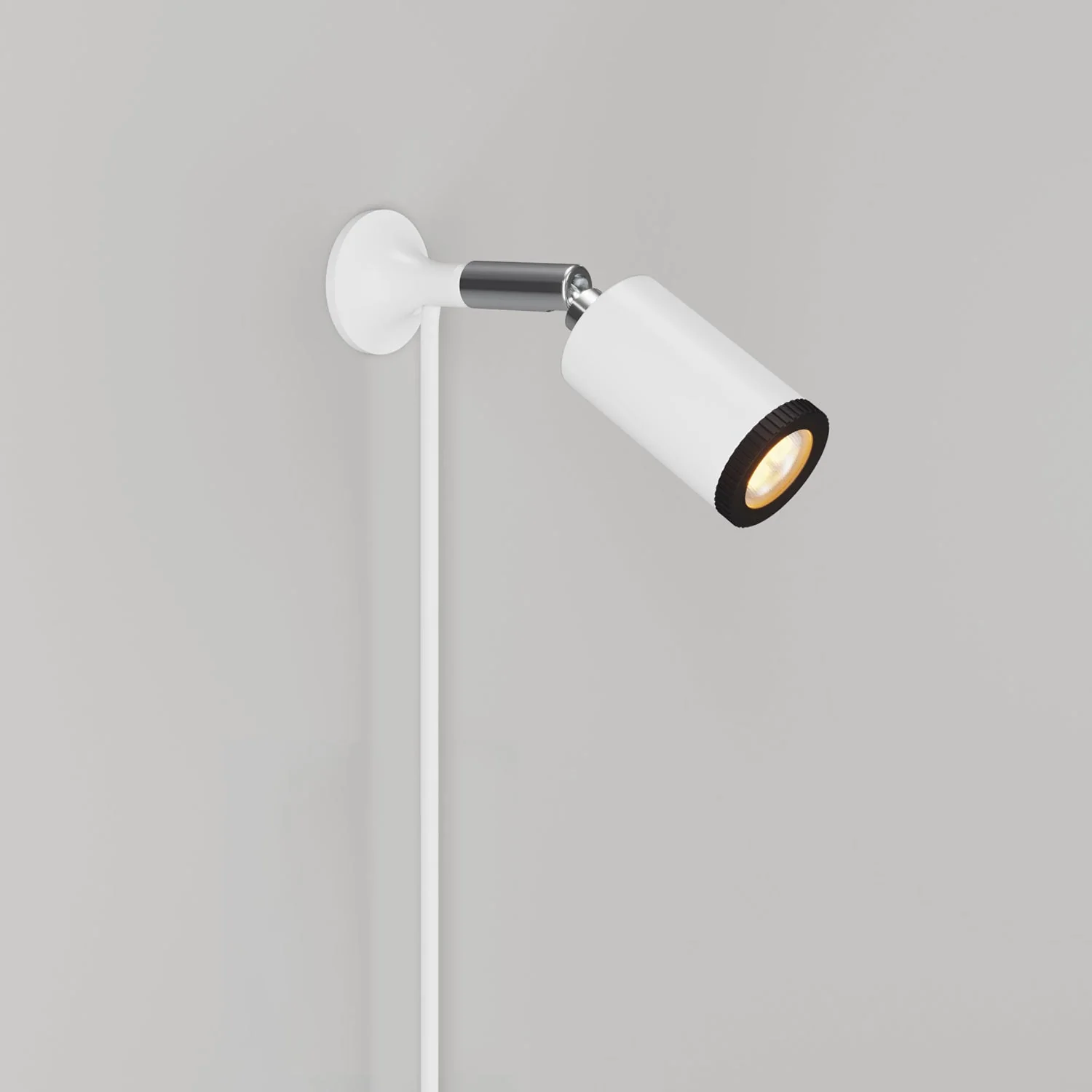 MAG-Y wall lamp with joint, spot light, and UK plug - Matte White