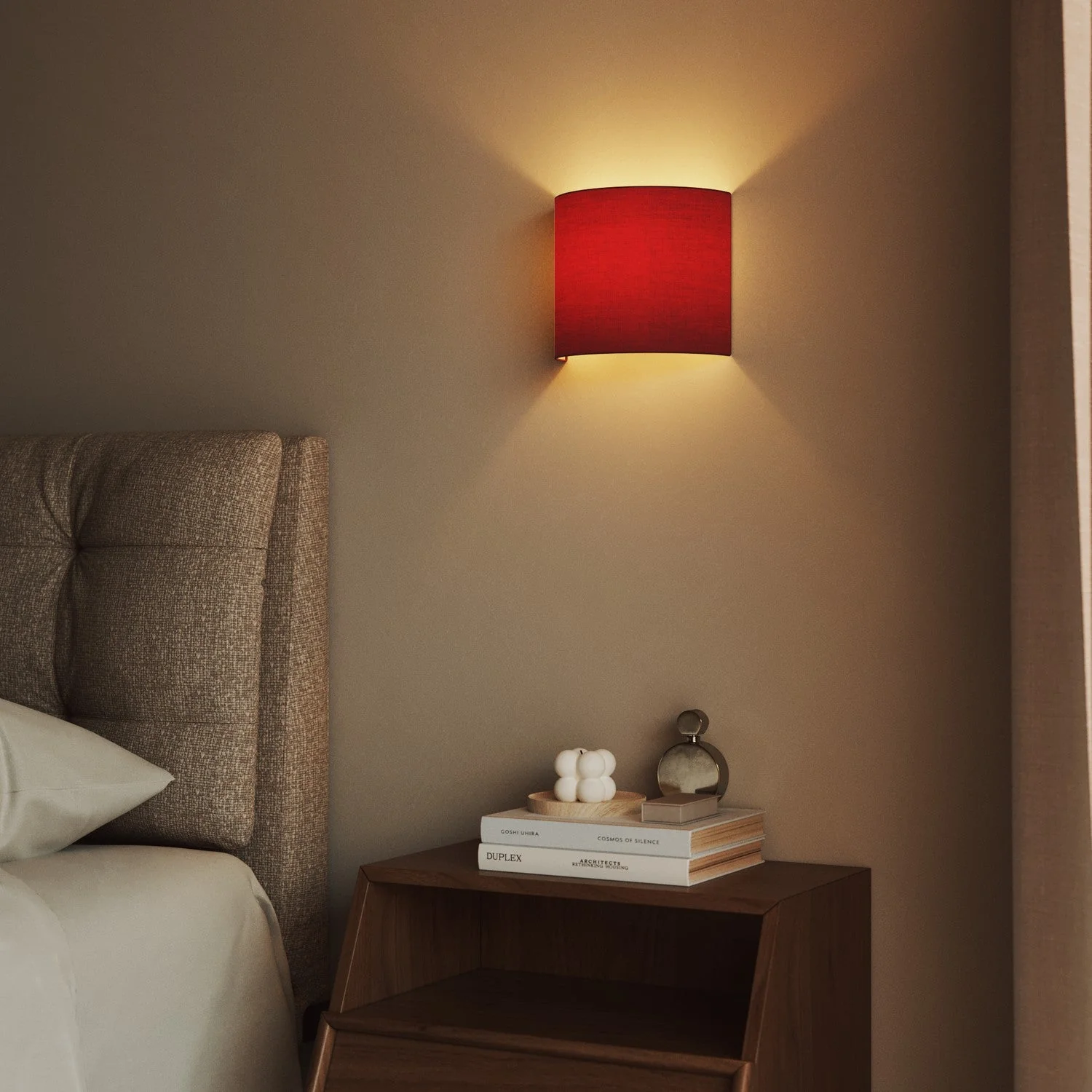 Ventola wall light with fabric lampshade Teletta red - Made in Italy - Image 2