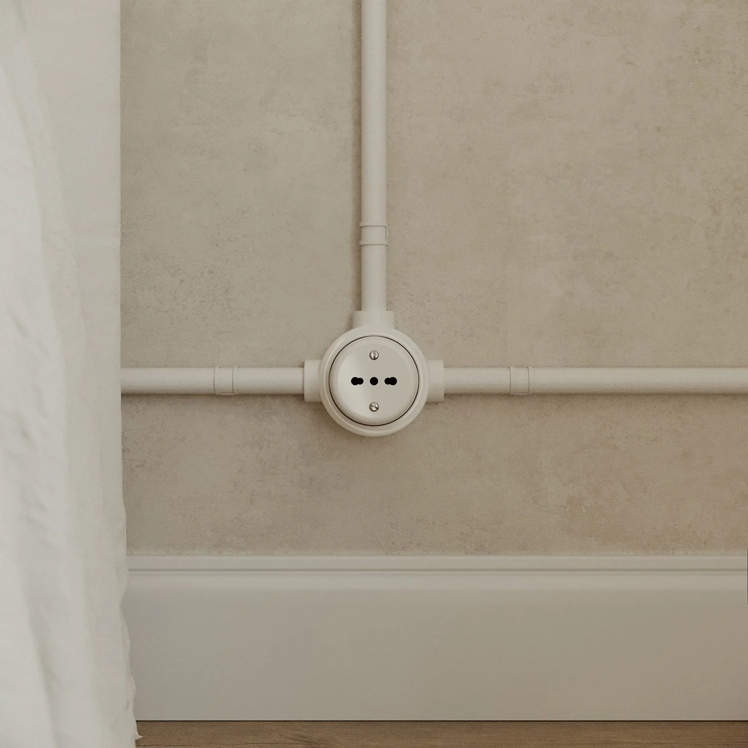 White porcelain base for electrical outlet and switch/selector compatible with Creative-Tubes - from 1 to 4 outputs - Image 25