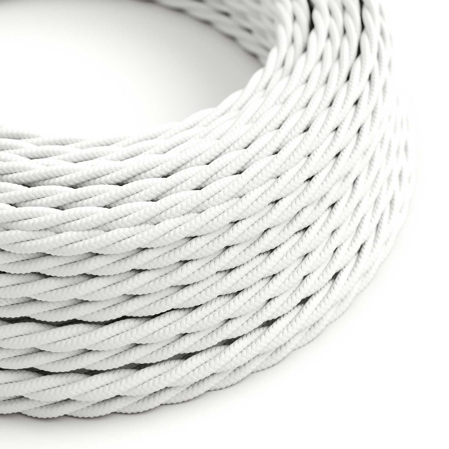 White Rayon covered twisted electric cable - TM01
