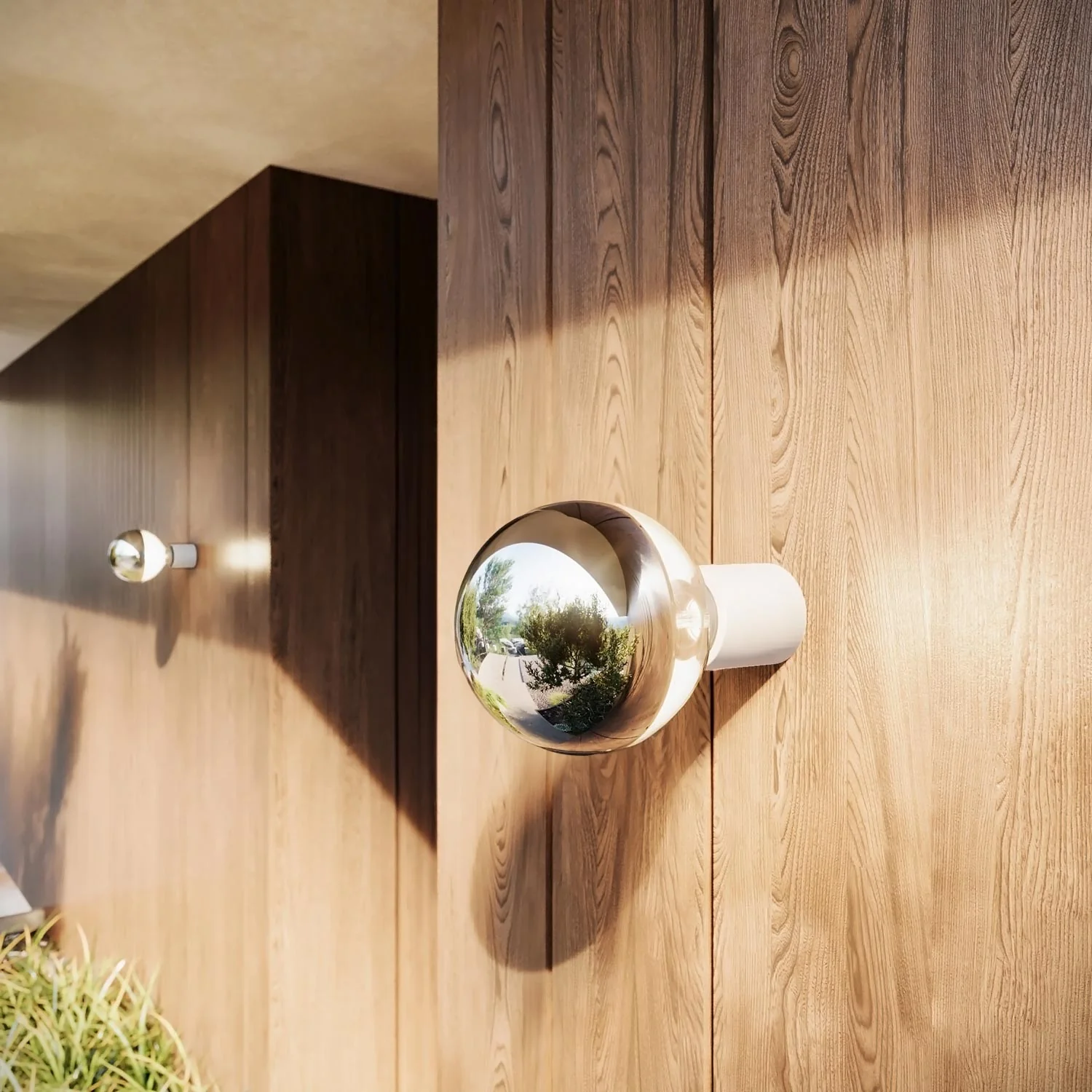 White wall light with exposed half-sphere silver light bulb - Waterproof IP44 - IO - Image 3