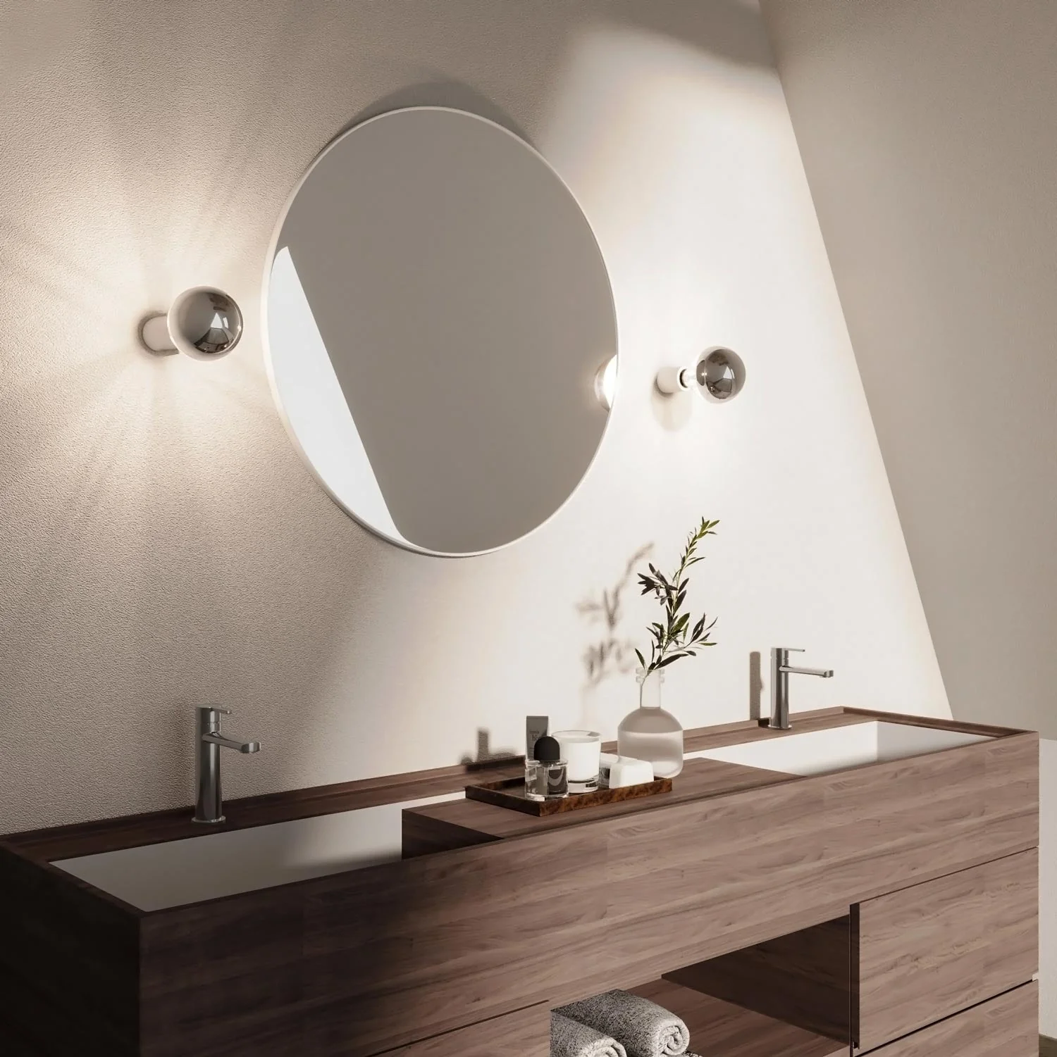 White wall light with exposed half-sphere silver light bulb - Waterproof IP44 - IO - Image 4