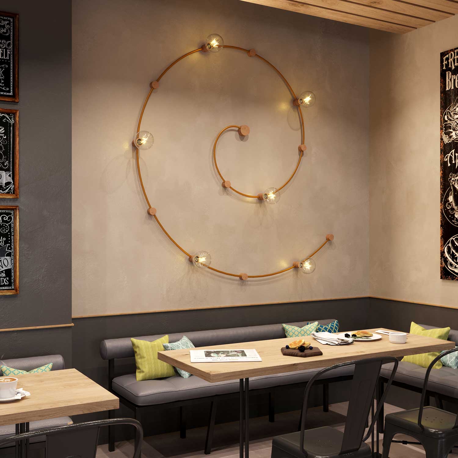 Wooden ceiling canopy for cord for string lights and Filé system. Made in Italy - Neutral - Image 5