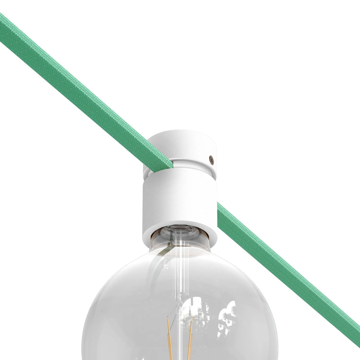 Wooden socket for cord for string lights and Filé system. Made in Italy - White