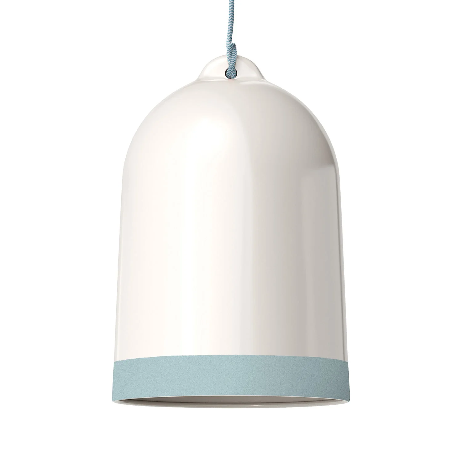 Campana XL two-tone ceramic lampshade in White and Blue, Materia collection - Made in Italy
